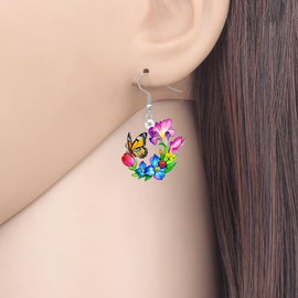 RAIDIN Acryl Niedlich Schmetterling baumeln Ohrringe für Damen Mädchen Florale Schmetterling und Blume hängend Frühling Sommer Insekt Schmuck für Geburtstag Geschenke (Monarch)
