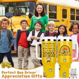 Lifecapido Bus Driver Appreciation Gifts, Best Bus Driver Ever 40oz Tumbler with Greeting Card, Bus Driver Gifts Thank You Gifts Birthday Gifts Christmas Gifts for Bus Driver School Bus Driver, Yellow