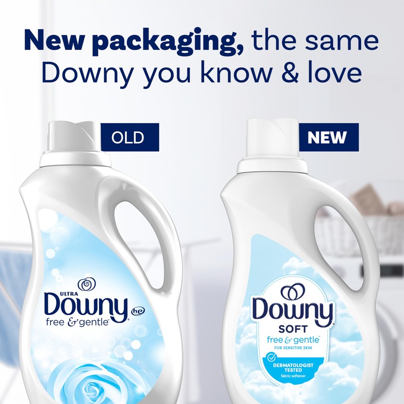 Downy Free & Gentle Liquid Fabric Softener, 44 fl oz,