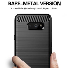 GEJEFA Case for LG G8X ThinQ + 3 Pack Screen Protector, Shock-Absorption Scratch Resistant Full Protective Carbon Fiber Case for LG G8X ThinQ, Black