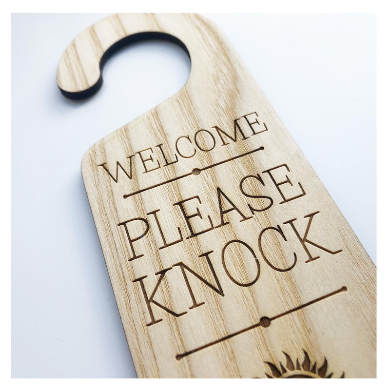 Double Sided Door Sign Welcome Please Knock & Please Do