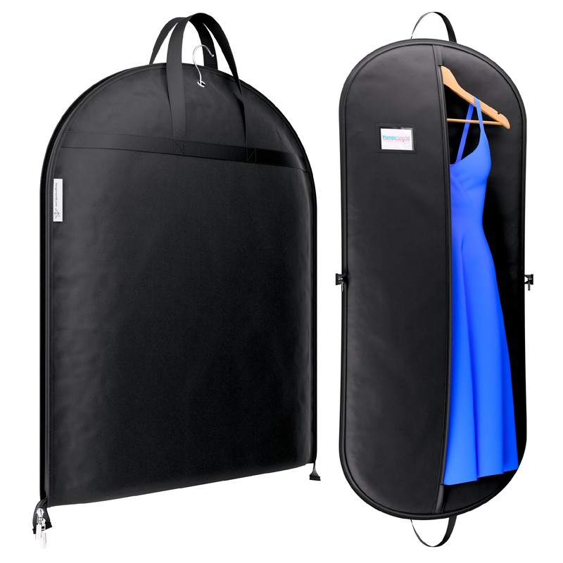Hangerworld 54 Inch Zipped Black Suit Cover Travel Carrier Bag