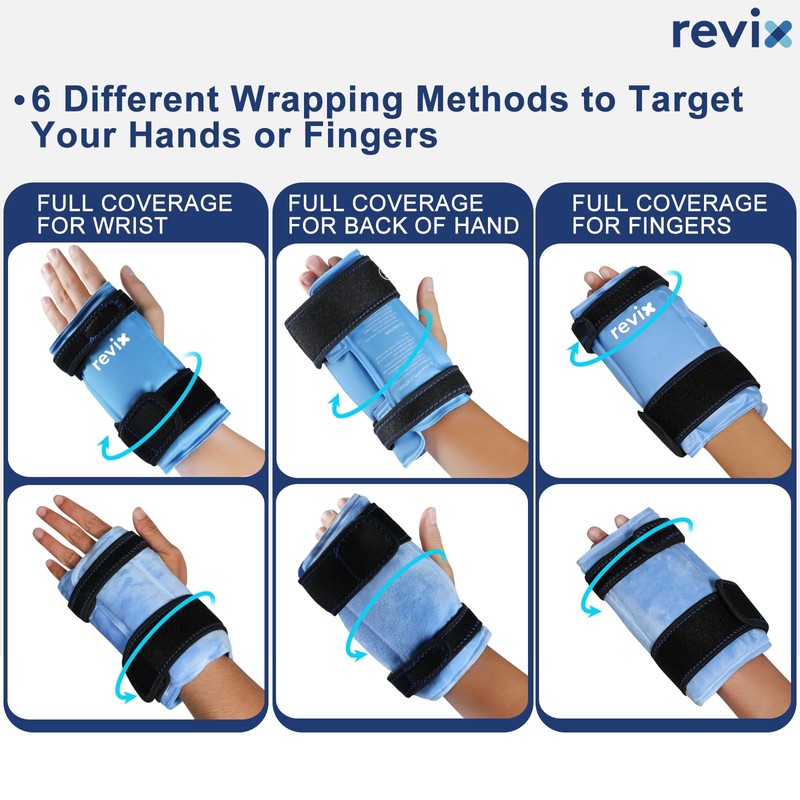 REVIX Wrist Ice Pack Wraps for Carpal Discomfort Soothing (2-Piece