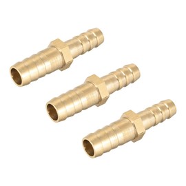 sourcing map Hose ID Brass Reducer Barb Hose Connection Adapter 10 mm x 8 mm Barb (Pack of 3)