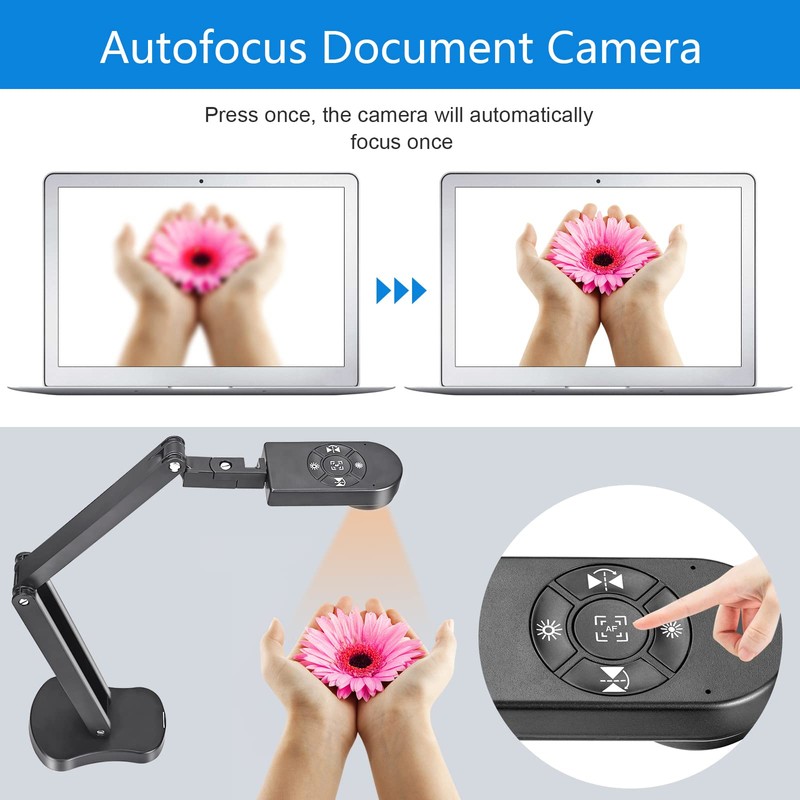 Kitchbai 4K USB Document Camera for Teacher, 8MP Webcam &
