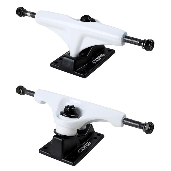 Core Skateboard Trucks 5.0" Aluminum (Choose Your Color) (White/Black)