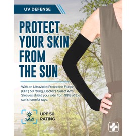 Doctor's Select Arm Protectors for Thin Skin and Bruising for Women and Men - 2 Pairs UPF 50 Sun Protection and Cooling