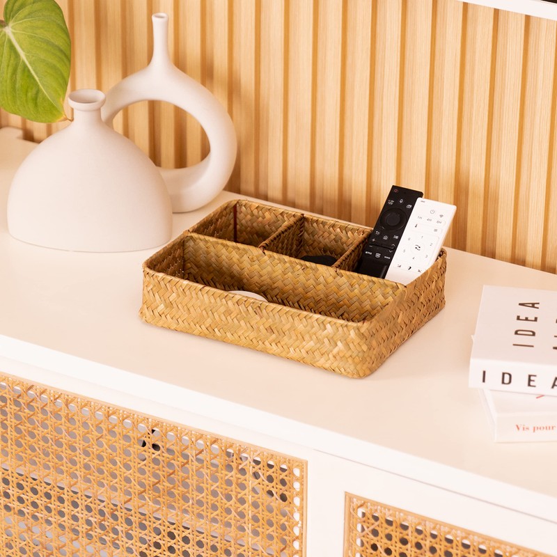 YANGQIHOME Tea Bag/Sugar Packet Holder, Coffee Station Condiment Organizer, Seagrass