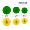 Dark Green and Yellow Round Party Hanging Paper Fans Decorations