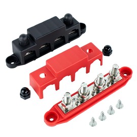 Hosyond Power Distribution Block Battery Bus Bar 250A 12V 4x5/16 Studs Terminal Block for Automotive Marine