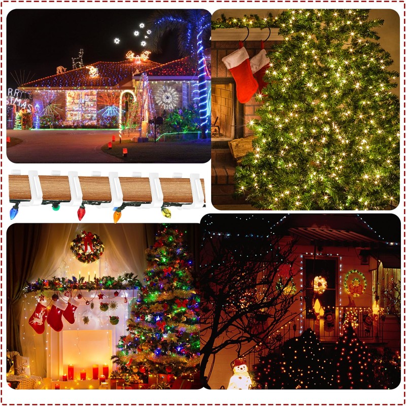 Lifreer 50PCS Christmas Light Clips, Gutter Hooks Outdoor Lights Hooks