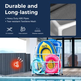 POOL FELLOWS Pool Float Holder, Poolside Float Storage, Rust-Proof Float Rack, Anti-UV Float Organizer, Outdoor Pool Float Container for Floaties, Noodles, (Light Blue, Basic Plus)