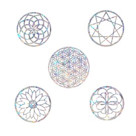 Prism Window Stickers for Bird Strikes, Anti-Collision Stickers, Prevent Birds from Flying in Windows (Mandala, 10 Pack)