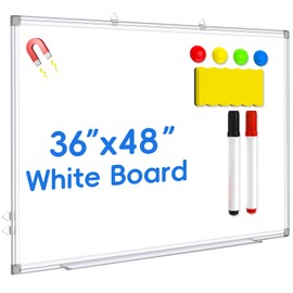 36x48 Inch Magnetic Whiteboard with Silver Aluminum Frame - Wall Mounted Dry Erase Board for Home, Office, Classroom