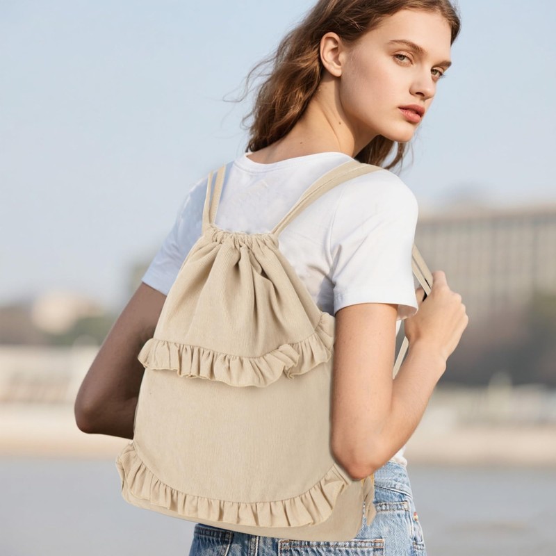 MilyaDE Straw Backpack Beach Bag Handmade Daypack Drawstring Bohemian Shoulder