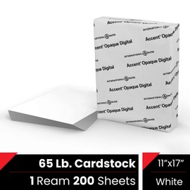 Accent Opaque White 11” x 17” Cardstock Paper, 65lb, 176gsm – 200 Sheets (1 Ream) – Premium Medium Weight Super Smooth Cardstock, Printer Paper for Ink Heavy Invitations, Cards, Images – 121954R