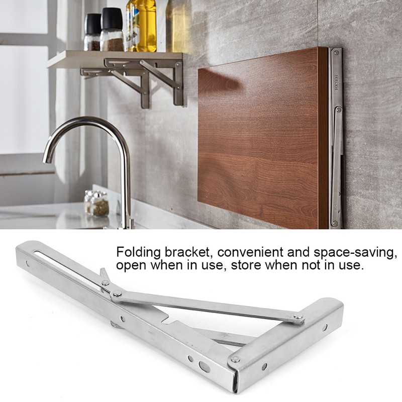 2Pcs Stainless Steel Triangular Folding Bracket Wall Shelf Support Heavy
