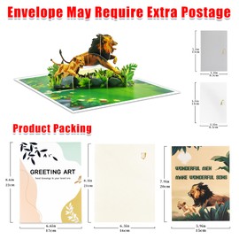 GREETING ART Lion Pop Up Card, Pop Up Birthday Card, Father's Day Card, 3D Greeting Cards for Baby Shower, Anniversary