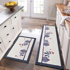 Estmy Washable Chicken Kitchen Rug Mat Non Slip, Vintage Country Cabin 2x3 Entryway Rug, Thin Indoor Doormat Stain Resistant, Rooster Rustic Farmhouse Cute Small Throw Area Rugs for Bathroom Laundry