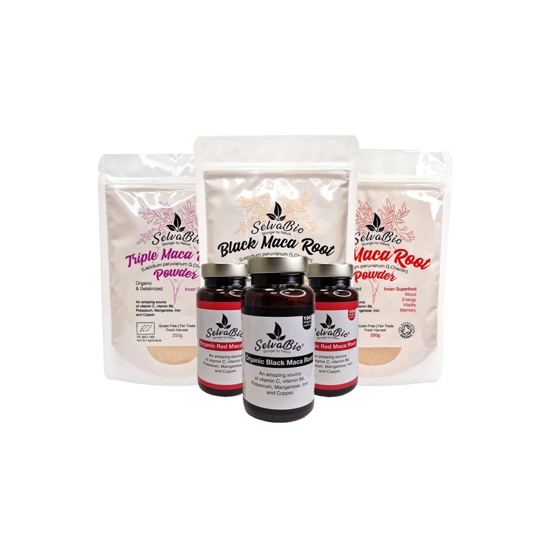 Organic Black Maca Root Capsules, 100 Units of 500mg, Suitable