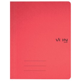 VON Leitz 30130025 Pack of 10 A4 File Folders, Cardboard, with Stapling Mechanism, for 250 Sheets, with Soft Cover, for School, Study and Home, Red