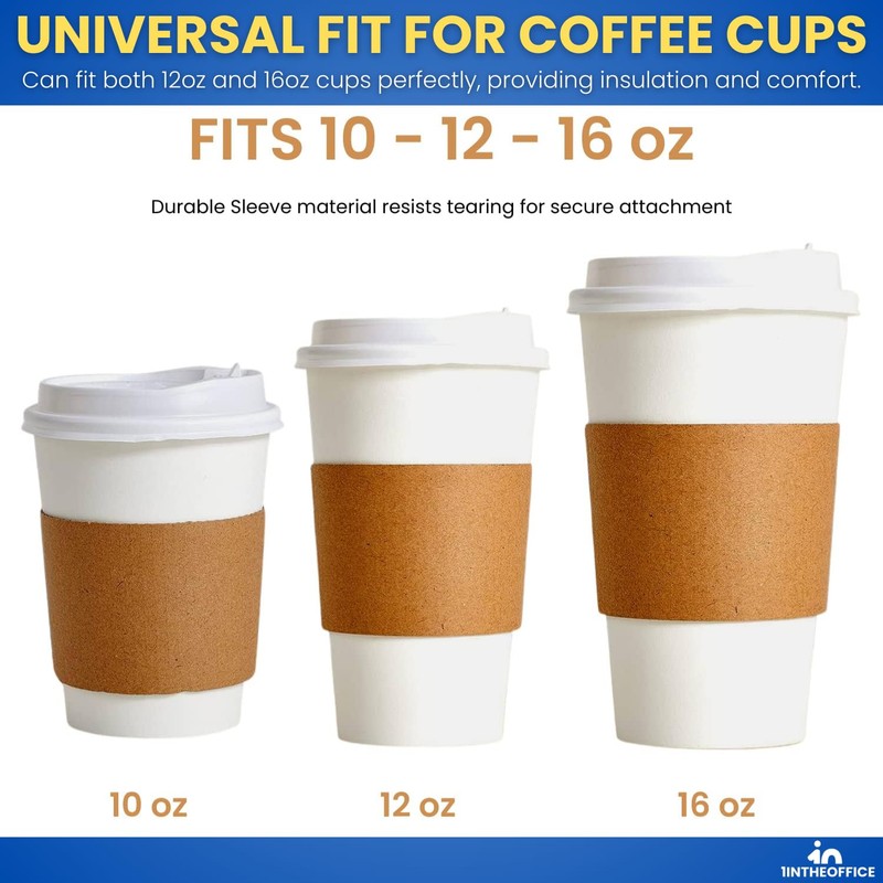 1InTheOffice Corrugated Coffee Cup Sleeves For 10oz 12oz 16 oz