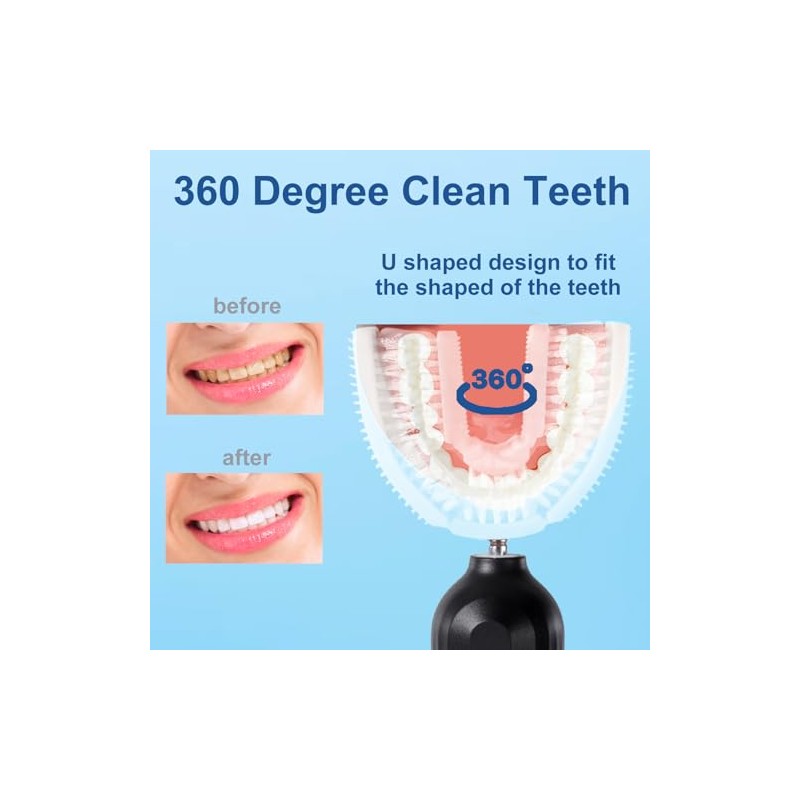 Cepillo de dientes ultrasónico en forma de U para adultos,