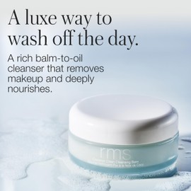 RMS Beauty Coconut Clean Cleansing Balm - Balm to Oil Cleanser with Organic Coconut Oil, SPF & Makeup Remover, Silicone-Free Hydrating Facial Cleanser, Hypoallergenic, Clean Beauty