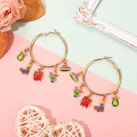 ANGLESJELL Mexican Hoop Earrings for Women Cinco De Mayo Earrings Sombrero Pinatas Chili Fiesta Earrings Statement Mexican Holiday Jewelry Gifts (Style B)