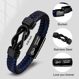 GBTBYS To My Son Bracelet, Son Gifts, Gifts for Son, Love You Forever Leather Bracelets Graduation Birthday Gifts for Son Teen Boy Him Blue