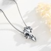 Raven Skull Necklace for Men Sterling Silver Viking Raven Necklace