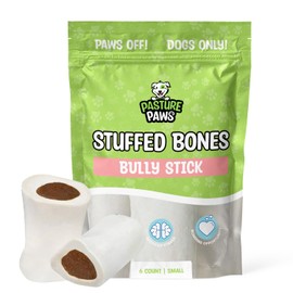 Pasture Paws Stuffed Shin Bones for Dogs | Stuffed Dog Bone Bully Sticks Flavor | Highly Irresistible Dog Dental Bones and Long-Lasting Real Dog Bones | 2” to 3" Shin Bones | Pack of 6