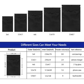 Oil Slick 1000 PCS Mylar Bags - Reusable Zipper Mylar Bags With Oxygen Absorbers Use For Small Businesses, Jewelry, Candy And Food Storage(4”*6.5” Black)