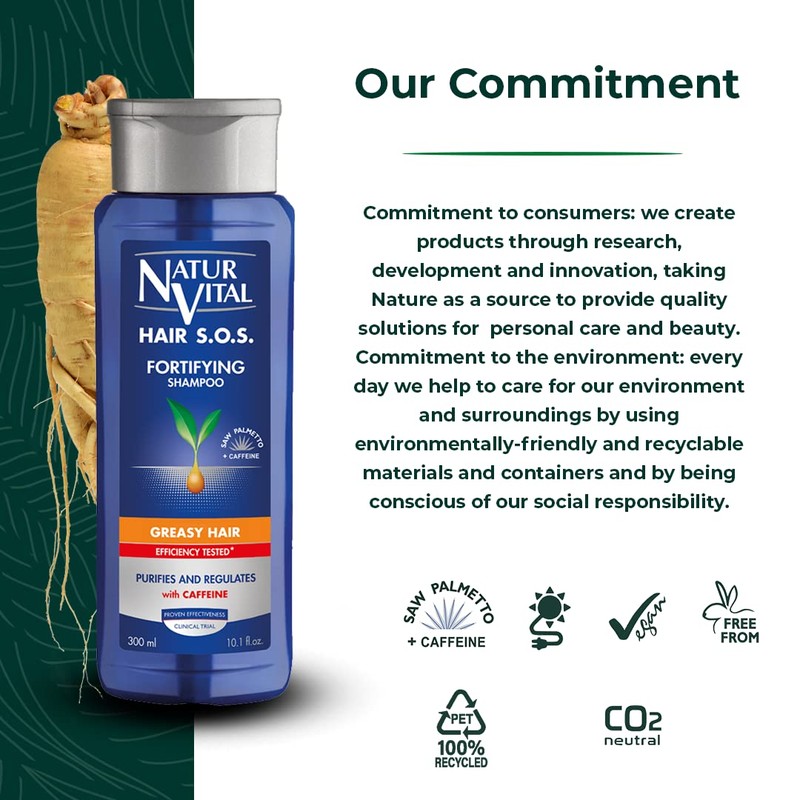 NaturVital Unisex Natural, Plant-based Hair SOS Revitalizing Shampoo for Greasy