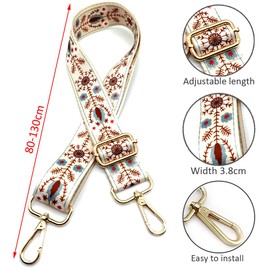 Adjustable Shoulder Strap for Bags, Brown, Bag Straps for Changing, Bag Strap Wide with Carabiner Gold, 80-130 cm Carry Strap, Bag for Women, Shoulder Straps, Modern Handbag, 3.8 cm, 13