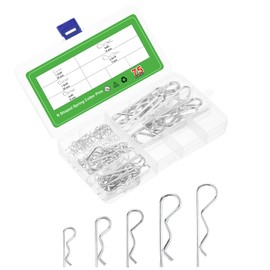 sourcing map 75Pcs 5 Sizes Zinc-Plated Carbon Steel R-Shaped Spring Cotter Pins Set, R Clips Cotter Pin Spring Fastener for Household Appliances, Car Mechanics Repair - White