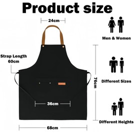 DabbOo Waterproof Apron Divided Large Pocket Cooking Aprons for Men Metal Press Stud Collar Oil and Dustproof Kitchen Apron Women Suitable for Kitchen Cleaning BBQ Coffee Gardening