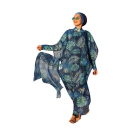 alfasa Cover-Ups/Pareo Blue Floral Design Easy Dry Beach Swimwear - by Huma & Hazel