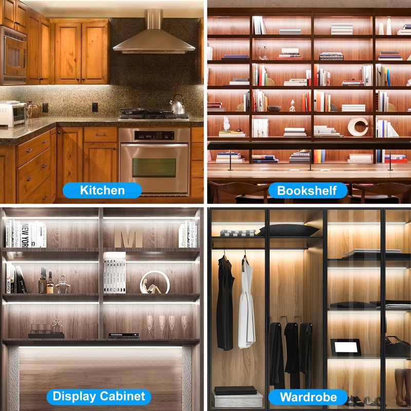 JUSJUBR LED Lights for Shelves, 6 PCS 20 Inch Dimmable