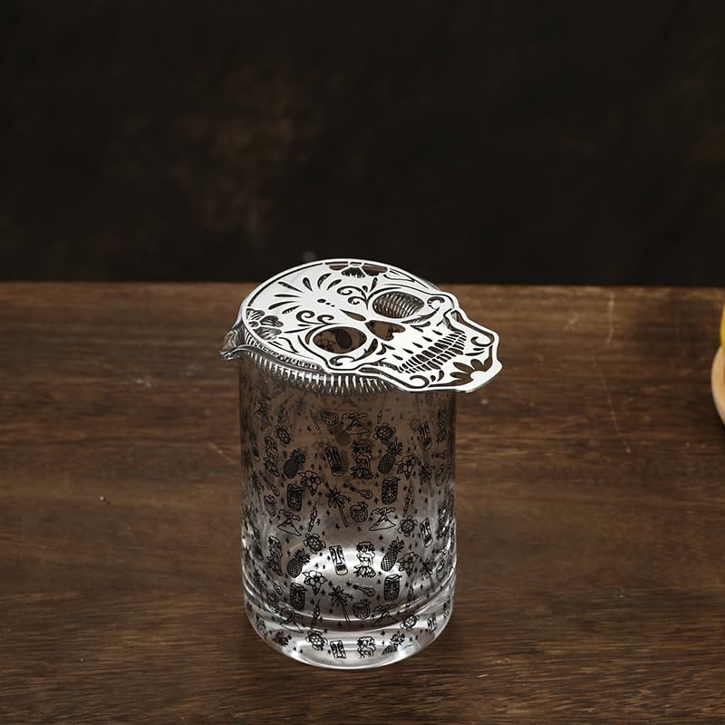 Stainless Steel Cocktail Strainer Hawthorne Strainer with Skull Design (Stainless