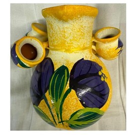 Made in Mexico Tequila Holder With 5 Shot Glasses Mexican Tequilero Madera Container Hand Painted Barro Clay