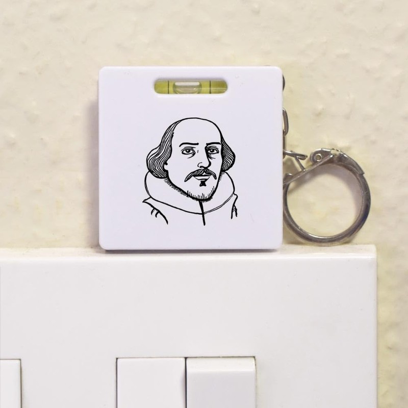 Azeeda 'William Shakespeare' Keyring Tape Measure/Spirit Level Tool (KM00038417)