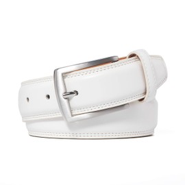 Fabio Valenti Genuine Leather Dress Belts For Men - Mens Belt For Suits, Jeans, Uniform With Single Prong Buckle (30, White)