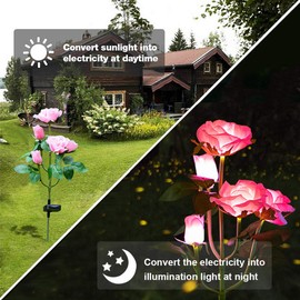 Outdoor Solar Garden Stake Lights, Outdoor Decorative Rose Flowers Lights Waterproof Solar Powered for Patio, Lawn, Garden, Yard Decoration Gift