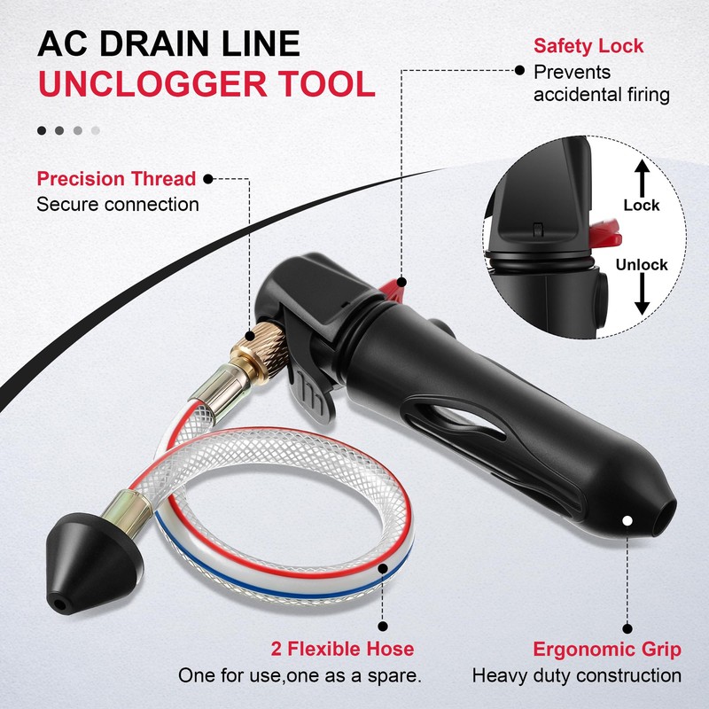 AC Drain Line Cleaner with 2 Flexible Hose (No Cartridges