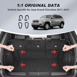 Cargo Net for Jeep Grand Cherokee 2011-2021, Karltys Trunk Net for Grand Cherokee Accessories Envelope Style Netting with Metal Hooks, Highly Elastic Trunk Cargo Organizer and Storage for Cherokee