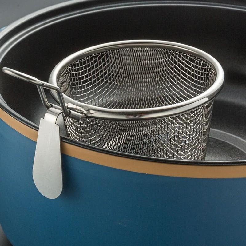 Stainless Steel Pasta Basket, Mesh Spider Food Dumpling Noodle Strainer,