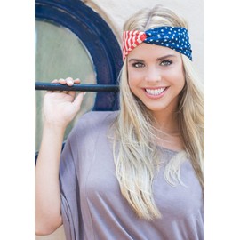 Huachi American Flag Headbands for Women 4th of July Headband Wide Red White and Blue Patriotic Hair Bands for Women's Hair Twist Turban Hair Wrap Accessories