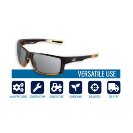 Bullhead Safety Sawfish Safety Glasses with Anti Fog and Scratch Resistant Lenses, Polycarbonate Protective Eyewear with UV Light Protection, Silver Mirror Lenses and Tortoise Frame