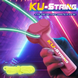 Fun Glow in The Dark String Toy, Integrated UV Blacklight – Portable Rope Launcher Loop Fidget Toy - Ideal Gift for Children Ages 6 Year and up Neon - Color: BLUE